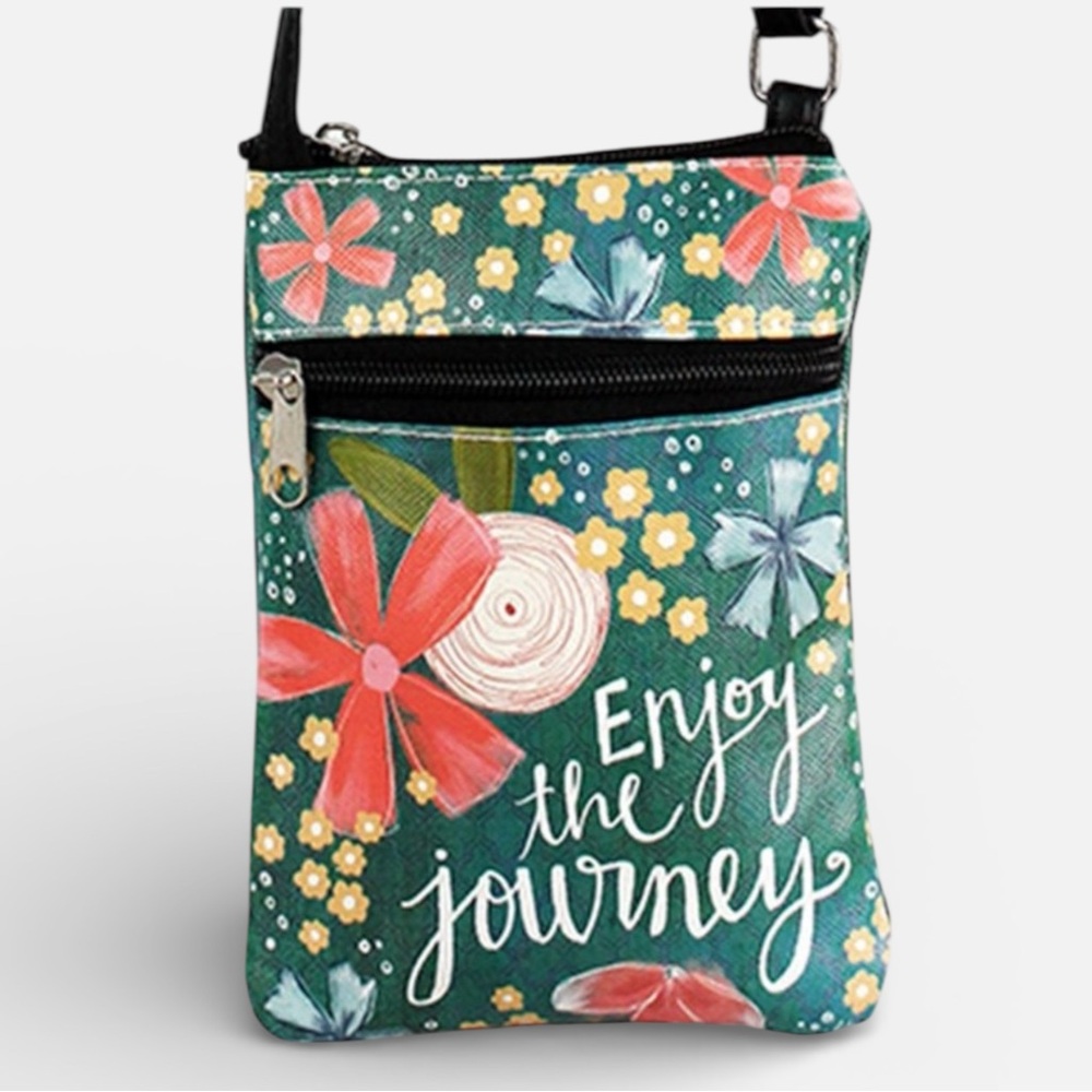 NWT Enjoy the Journey Floral Crossbody Bag | Green Canvas